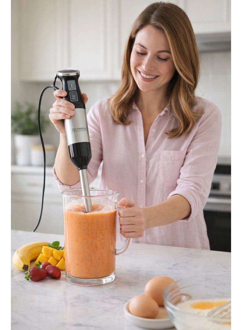 Olympia 450W 4-In-1 Hand Blender Set With Chopper Bowl, Whisk Attachment And Beaker, Ergonomic Handle, Multi-Speed Control, Perfect For Smoothies, Soups, Baby Food And Mixing - Image 4